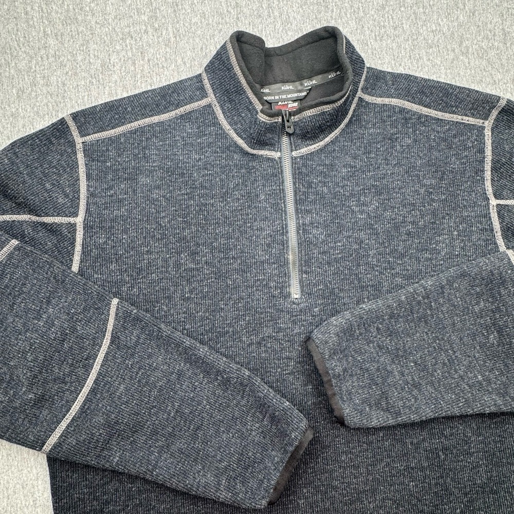 Kuhl Sweater Mens XL Blue Thor 1/4 Zip Thermokore Wool Blend Pullover 3082 Kühl